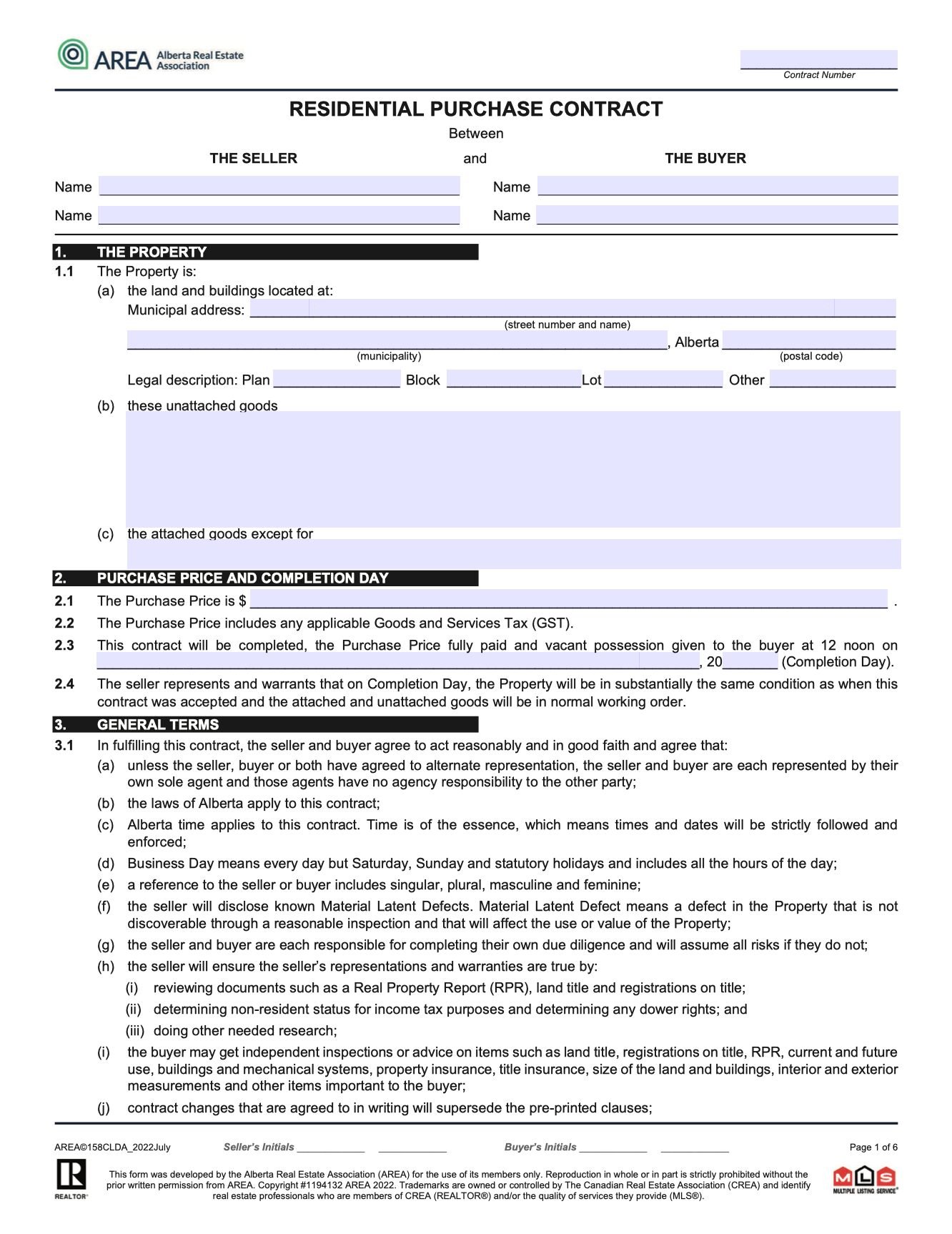 Alberta Offer To Purchase
